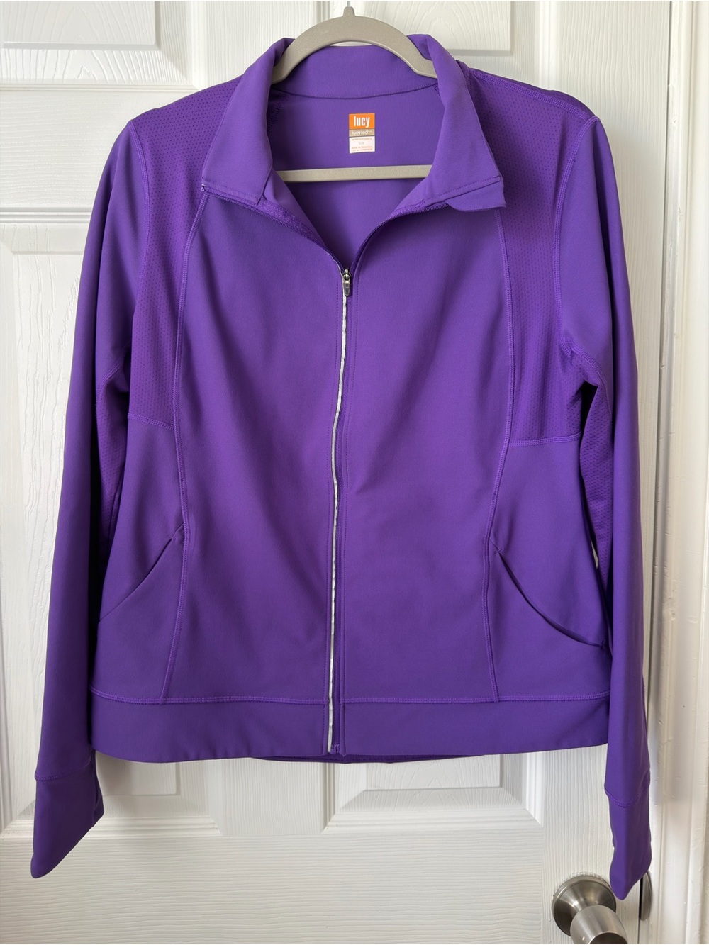 ⁠Lucy Tech Full Zip Track Jacket Purple Size L Athletic Running Yoga Thumbholes⁠